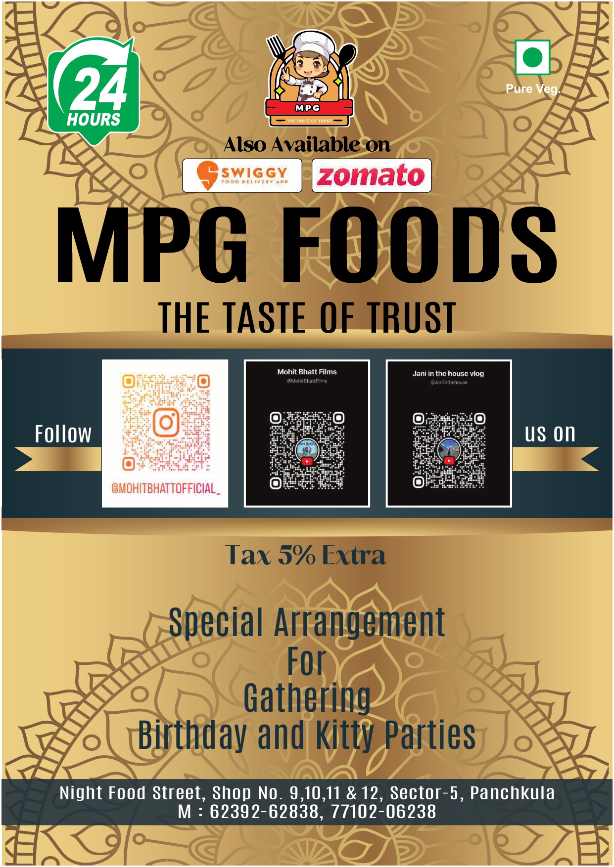 MPG Food Menu